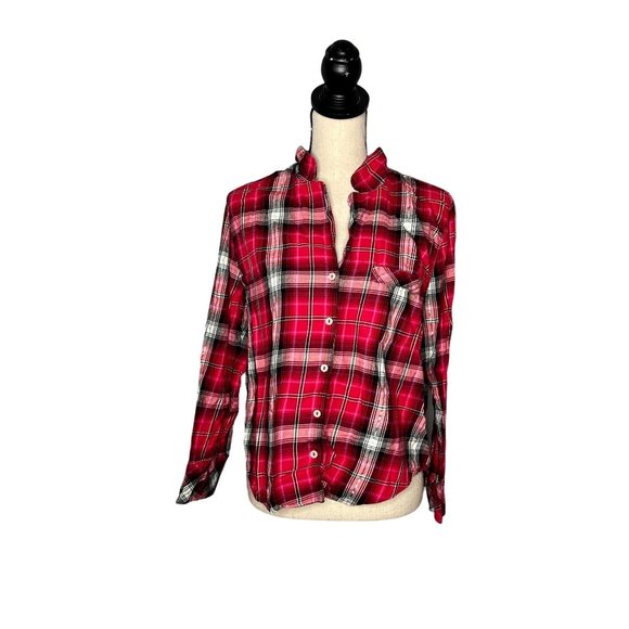 Victoria's Secret Red Pink White Black Plaid Pajama Shirt Women's Size Medium M - Picture 6 of 6